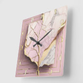 Horloge Carrée Art déco moderne rose (Angle)
