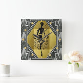 Horloge Carrée Art Déco Monogram Flapper 1920 Femme Black Gold (Maison)