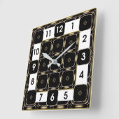 Horloge Carrée Art Déco Noir et Blanc (Angle)