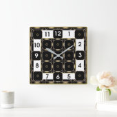Horloge Carrée Art Déco Noir et Blanc (Maison)