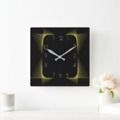 Horloge Carrée Art déco noir simple (Maison)