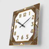 Horloge Carrée Art Déco Or (Angle)