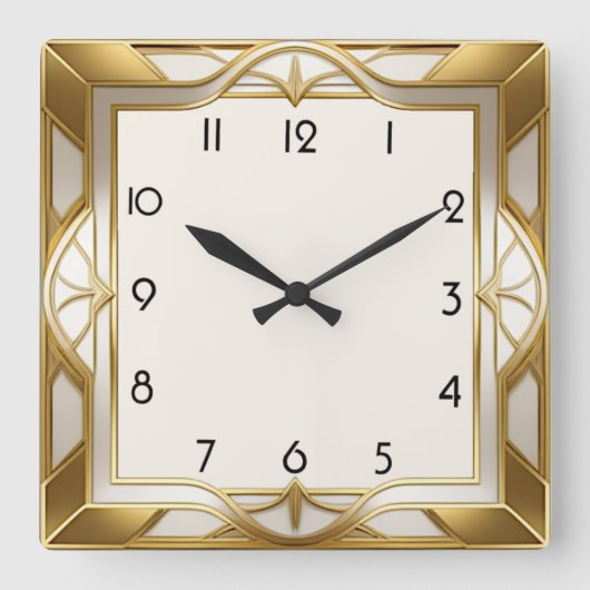 Horloge Carrée Art Deco or (Recto)