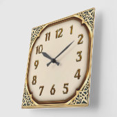 Horloge Carrée Art Déco Or (Angle)