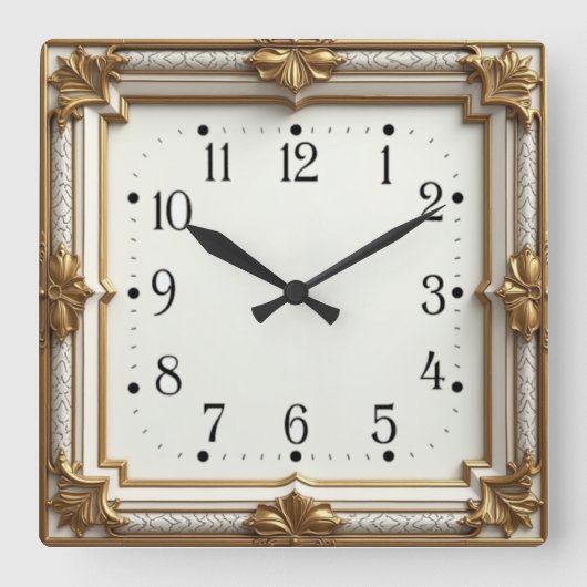 Horloge Carrée Art Déco Or (Recto)