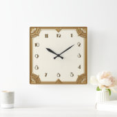 Horloge Carrée Art Déco Or (Maison)
