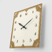 Horloge Carrée Art Déco Or (Angle)