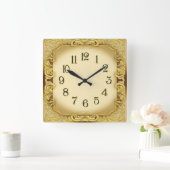 Horloge Carrée Art Déco Or (Maison)