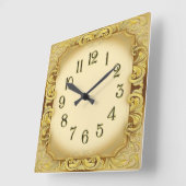Horloge Carrée Art Déco Or (Angle)