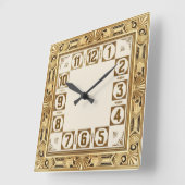 Horloge Carrée Art Déco Or (Angle)