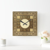 Horloge Carrée Art Déco Or (Maison)