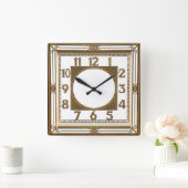 Horloge Carrée Art Déco Or (Maison)