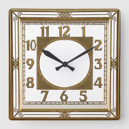 Horloge Carrée Art Déco Or (Recto)