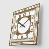 Horloge Carrée Art Déco Or (Angle)