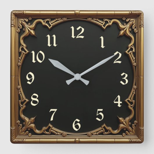 Horloge Carrée Art déco or (Recto)