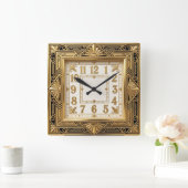Horloge Carrée Art Déco Or (Maison)