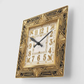 Horloge Carrée Art Déco Or (Angle)