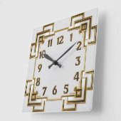 Horloge Carrée Art Déco Or (Angle)