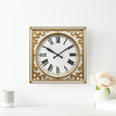 Horloge Carrée Art Déco Or (Maison)