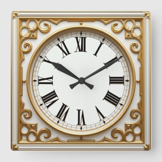 Horloge Carrée Art Déco Or (Recto)