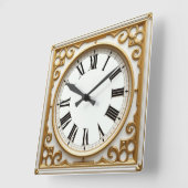 Horloge Carrée Art Déco Or (Angle)