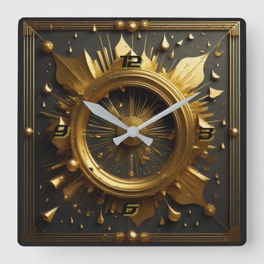 Horloge Carrée Art Deco or (Recto)