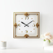 Horloge Carrée Art Déco Or (Maison)