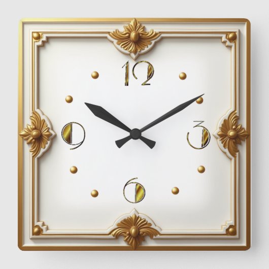Horloge Carrée Art Déco Or (Recto)