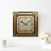 Horloge Carrée Art Deco or (Maison)
