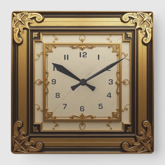 Horloge Carrée Art Deco or (Recto)