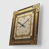 Horloge Carrée Art Deco or (Angle)