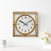 Horloge Carrée Art Déco Or (Maison)