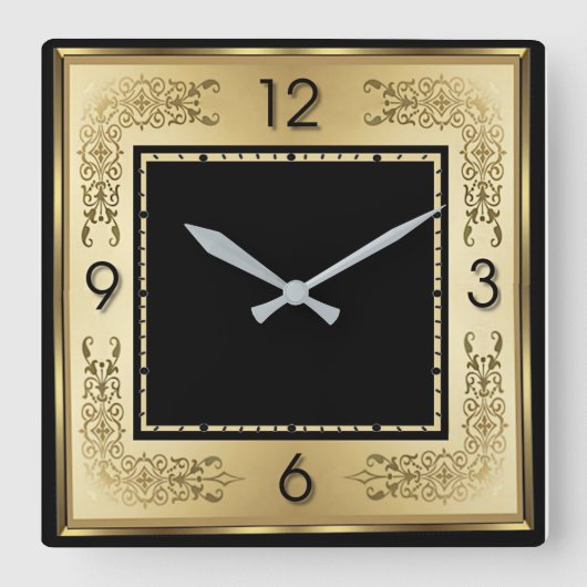 Horloge Carrée Art Déco Or (Recto)