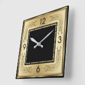 Horloge Carrée Art Déco Or (Angle)