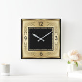 Horloge Carrée Art Déco Or (Maison)