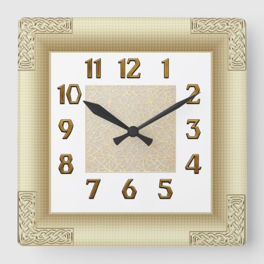 Horloge Carrée Art Déco Or (Recto)