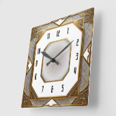 Horloge Carrée Art Déco Or (Angle)
