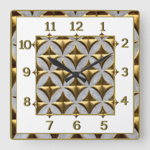 Horloge Carrée Art Déco Or
