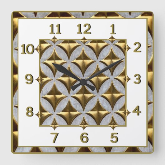 Horloge Carrée Art Déco Or (Recto)
