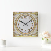 Horloge Carrée Art Déco Or (Maison)