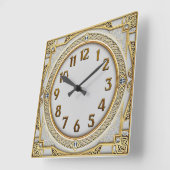 Horloge Carrée Art Déco Or (Angle)