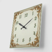 Horloge Carrée Art Déco Or (Angle)