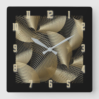 Horloge Carrée Art Deco or