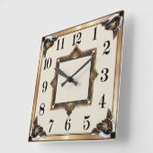 Horloge Carrée Art Déco Or (Angle)