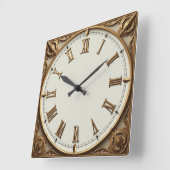 Horloge Carrée Art Déco Or (Angle)