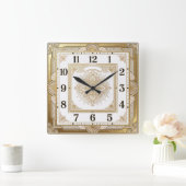 Horloge Carrée Art Déco Or (Maison)