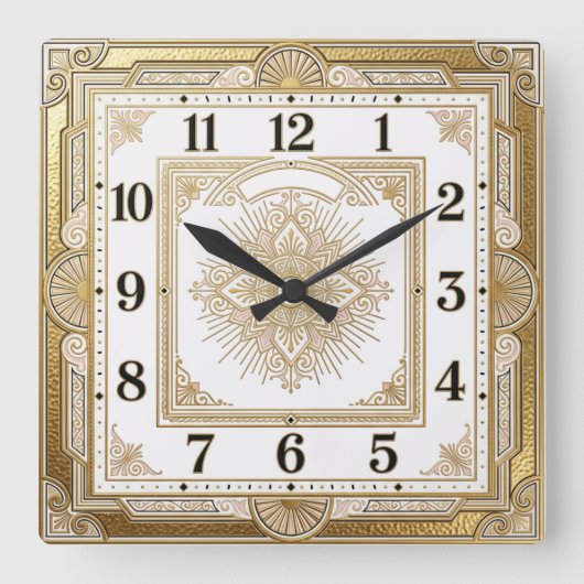 Horloge Carrée Art Déco Or (Recto)