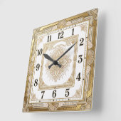Horloge Carrée Art Déco Or (Angle)
