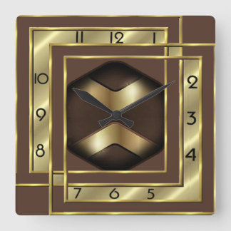 Horloge Carrée Art Déco Or