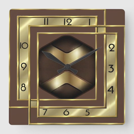 Horloge Carrée Art Déco Or (Recto)
